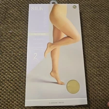 1Pack 2 PrPack SilkImpressions Pantyhose HighWaisted Beige UltraFine SheerXL