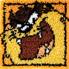 TAZ Looney Tunes COMPLETED Tasmanian Devil Finished Latch Hook Rug Cartoon Vtg