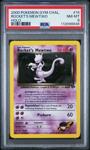 2000 POKEMON GYM CHALLENGE HOLO #14 ROCKET'S MEWTWO PSA 8