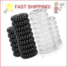 TailaiMei 30 Pcs Spiral Hair Ties, No Crease Coil Phone Cord Hair Ties for Thick