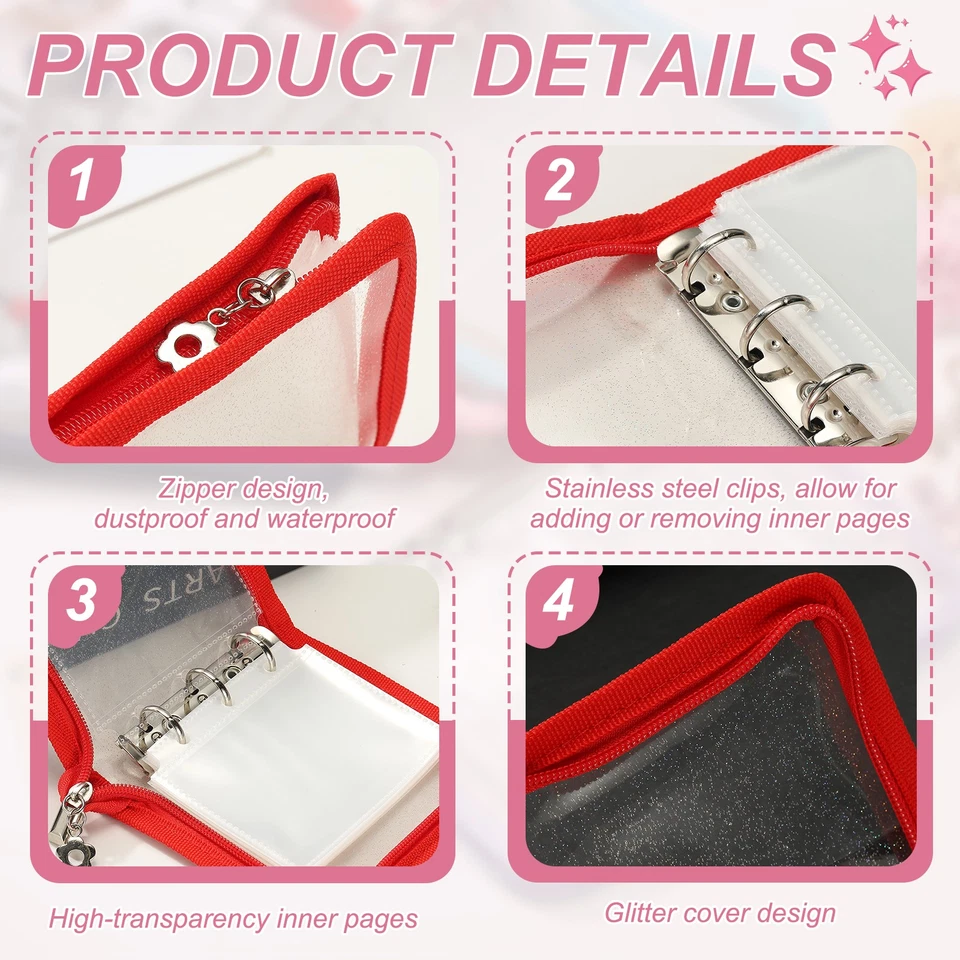 A7 Photocard Binder, 25 Pcs Inner Kpop Photocard Holder, Red - Image 3 of 4