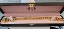 Image of Juicy Couture Rhinestone Heart Horseshoe Charm Bracelet Boxed