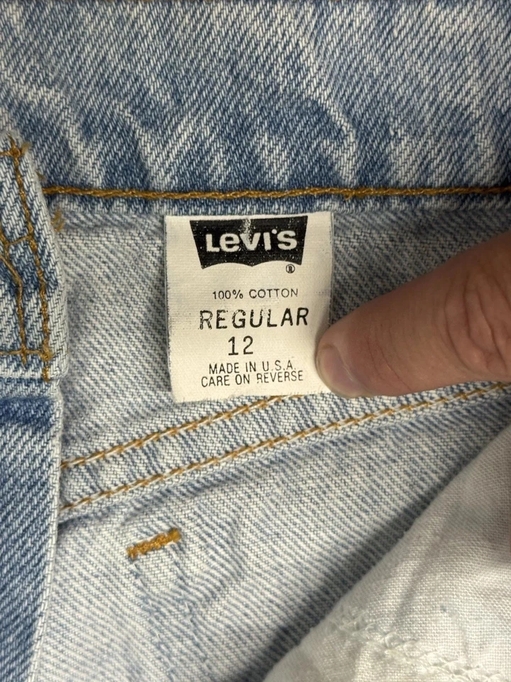Vintage 90s Levi’s 550 Regular Orange Tab Jeans Youth Size 12 Blue Denim Retro - Image 3 of 4
