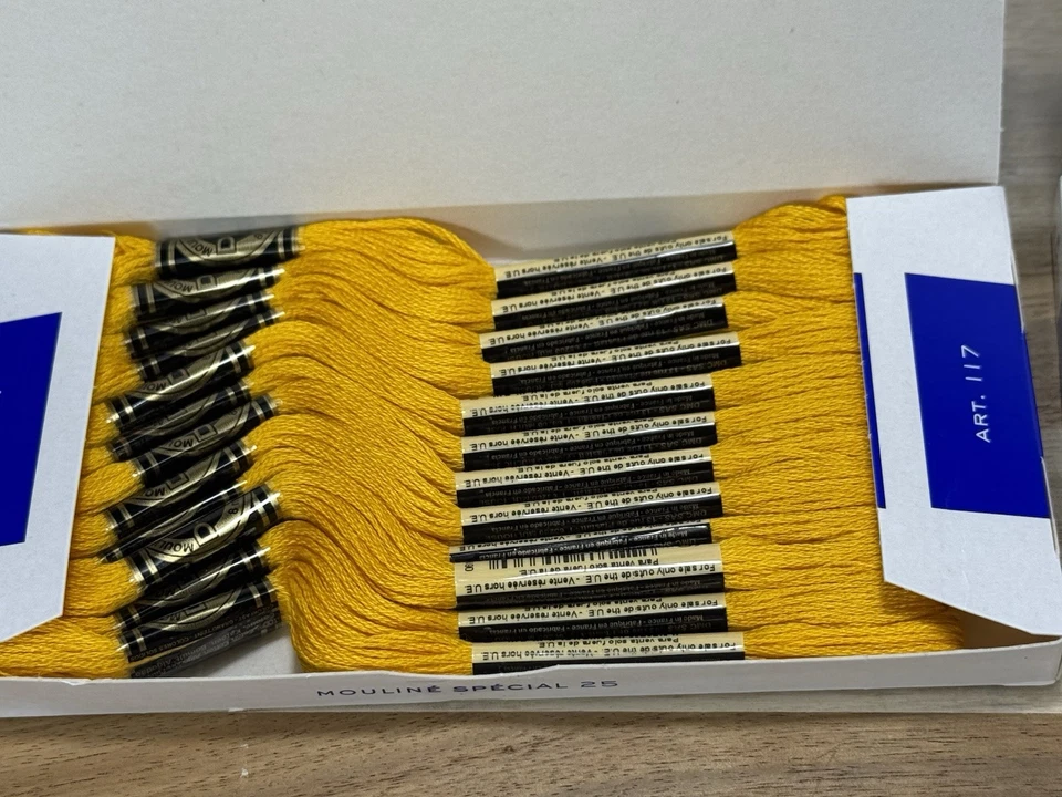 ✅2 Boxes ✅NEW ✅DMC 25 EMBROIDERY FLOSS ✅MOULINE ✅FRANCE ✅100% COTTON ✅#996 & 972 - Image 2 of 4