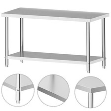 4x2FT Stainless Steel Catering Work Top Table Work Bench Food Prep Kitchen Shelf