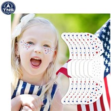 6PCS Red White Blue Glitter Freckles Face Tattoos 4th of July Patriotic Stick...