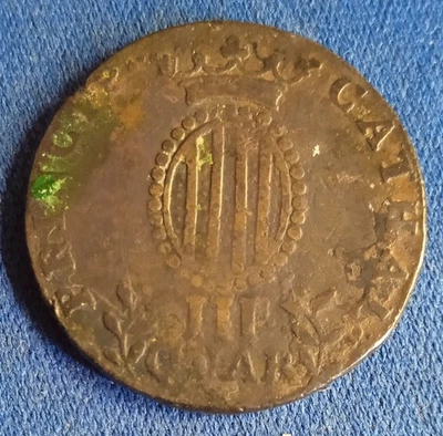 66-118) Espagne - Catalogne 3 Quatos 1812 - Cuivre, 7.45g, Ø 26.5mm - Photo 1/2