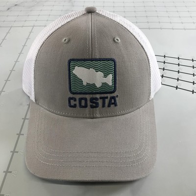 Costa Hat Cap Snap Back Mens One Size Gray Bass Waves Trucker Mesh Fishing Logo