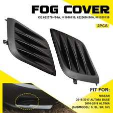 Base Right+Left Front Black Light Cover Fog Fit 16-18 Altim Nissan 16-17 Altima