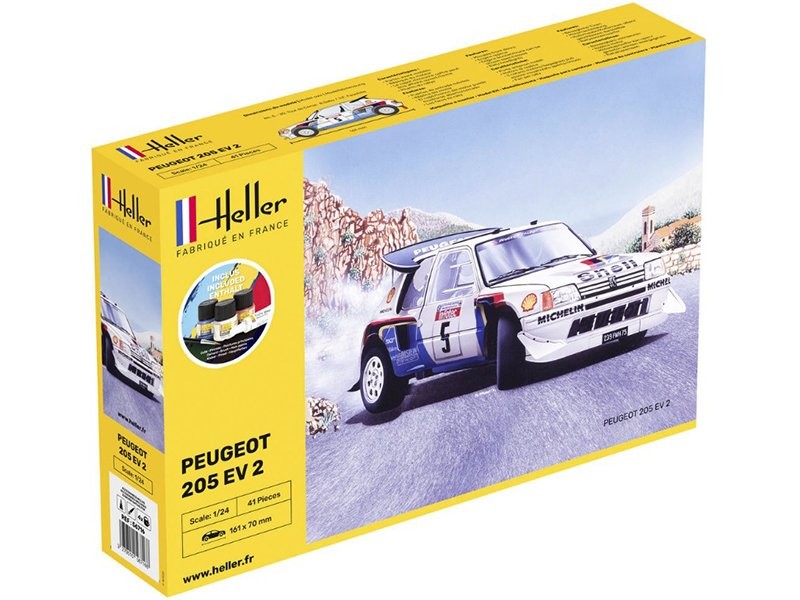 Maquette voiture HELLER Peugeot 205 EV 2 kit complet 1/24 plastique HELLER 56716