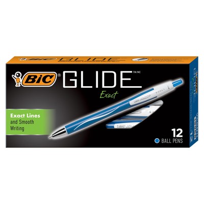 BIC Atlantis Exact Retractable Ball Pen, Fine Point (0.7 mm), Blue, 12-Count