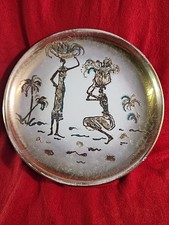 Vintage Egyptian Enameled Gold Infused Art Plant Rare Piece. See Pics