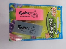 NEW Foohy Scented Smelly Eraser 2 Pack Watermelon Grape 2000s School Supply Vtg