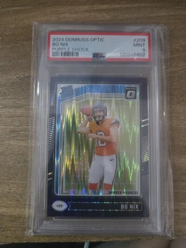 2024 Donruss Optic Bo Nix Purple Shock RC Graded PSA 9