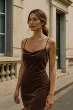 Reformation Mini Dress Coco Crushed Velvet Smocked Zip Back SZ10 Spaghetti Strap