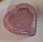 VTG Fenton Iridecent Pink Carnival Glass Heart Shaped Lidded Box 7.25"Wx8.5"L