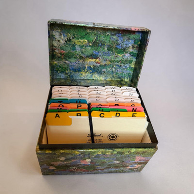 Claude Monet ''The Artist's Garden at Giverny'' Recipe Box w/dividers