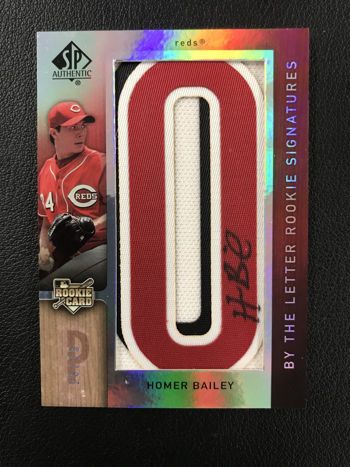 2007 SP Authentic #117b Homer Bailey Letter "O" Auto /75 Cincinnati Reds