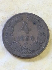 Austria Habsburg 1864-B Four Kreuzer Franz Joseph I KM# 2194