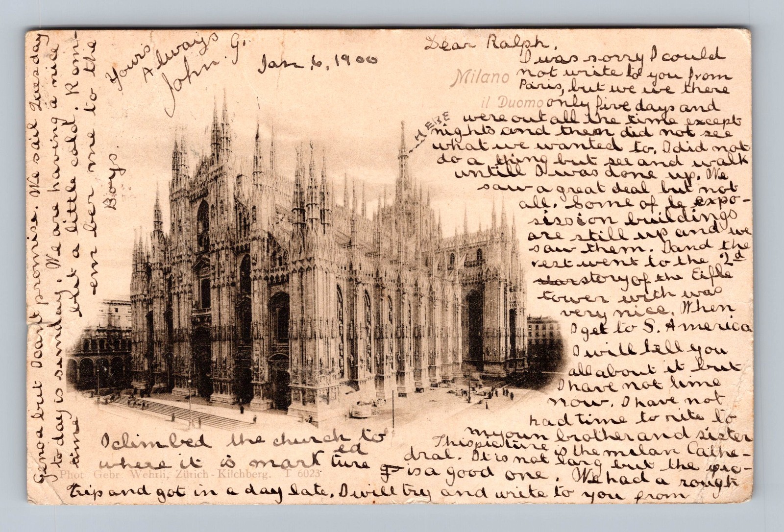 Italy- Milan- The Cathedral Souvenir Postal Old Card View PC Vintage Postcard