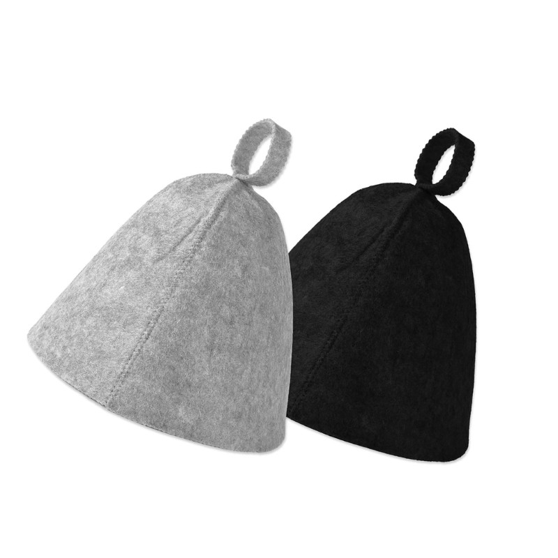 Pack of 2 Sauna Caps Thermal Protection Hat Bathing Hat Felted Wool Texture
