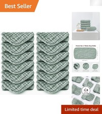 Super Absorbent Baby Burp Cloths 20''x10'' - 12 Soft Cotton Washcloths in Green