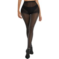 Sexy Glitter Tights for Women Metallic Sparkly Stockings Shimmer Pantyhose，Black