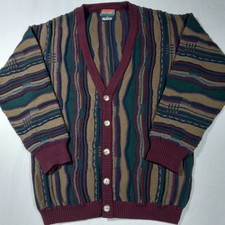 Baggy M 90s Merino Wool Coogi Style Cardigan Sweater Vintage