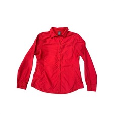 REI Co op Red Long Sleeve Button Up Shirt Women's Large Outdoor Travel Hiking