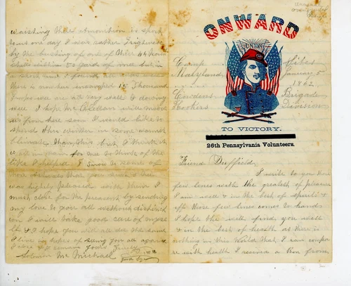 Civil War Patriotic Lettersheet Used with letter Col. Ellsworth