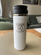 Hydro Flask 20 oz Wide Mouth Coffee Travel Mug Flex Sip Lid White + Bank Sq Logo