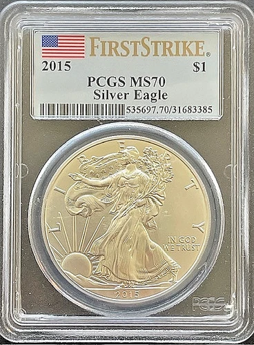 2015 American Silver Eagle (PCGS) - AUTHENTIC - First Strike - Graded - MS 70