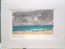 original art painting Abstract Landscape Acrylic Paper 6" x 9" At The Beach