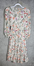 Eliza J Sheer Floral Tiered Midi Dress Womens Sz 0 Puff Sleeve Cottagecore Lined