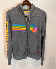 Aviator Nation X Copilot Gray Full Zip Hooded Hoodie M