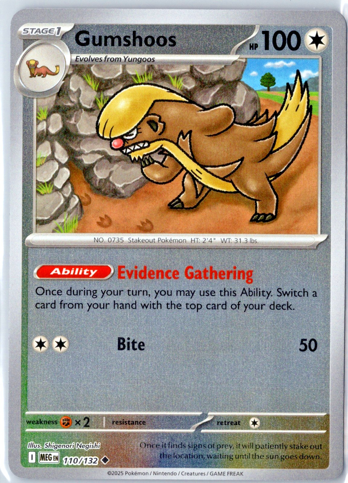Gumshoos 110/132 Mega Evolutions Base Reverse Holo Uncommon NM