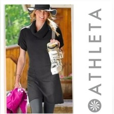 Athleta Dark Gray Zuni Cowl Neck Short Sleeve Sweater Knit Dress Large