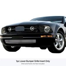 For Ford Mustang 05-09 APG 1-Pc Polished 8x6 mm Horizontal Billet Bumper Grille