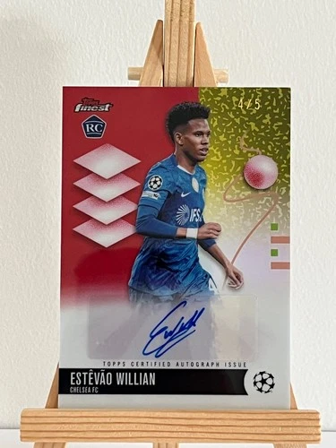 2025-26 Topps Finest UEFA Estevao Willian RC Auto /5 Red Refractor Chelsea