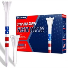 CHAMPKEY 5-Prong Plastic Golf Tees 120 Pack - Star 3-1/4", White  Blue  Red