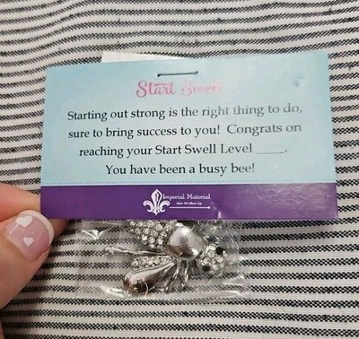 Thirty One 31 Consultant Start Swell Busy Bee Pin Silver W Rhinestones NIB
