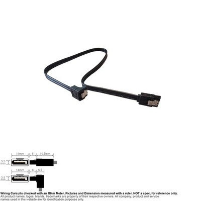 Cable SATA 7-Pin Data CD HDD SSD Drive 16'' 90 Degree Right Angle Locking Clip