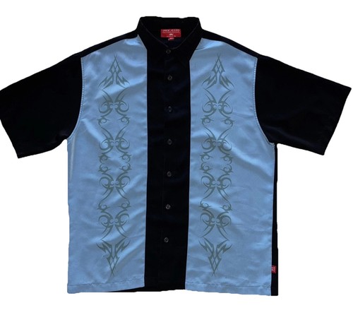Vintage JNCO Jeans Button Down Hemd Herren XL schwarz & blau Tribal Hipster Street Y2K - Bild 1 von 10