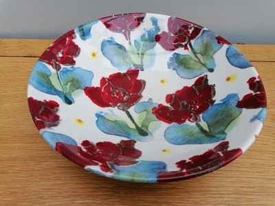 Poole Keramik Mohnschale Janice Tchalenko rot blau 9,5'' Pasta Salat Schale 24,5 cm