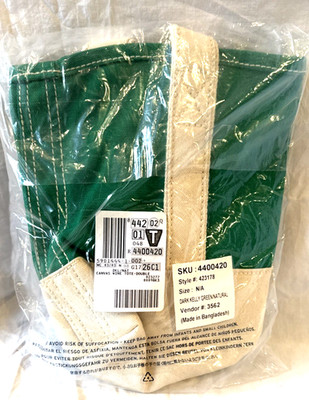 Lands' End Green Canvas Tote Fits 2 Wine/Water Bottles   New in Package