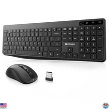 KOORUI Wireless Keyboard & Mouse Set - 2.4G Silent Ergonomic, 12 Shortcuts,