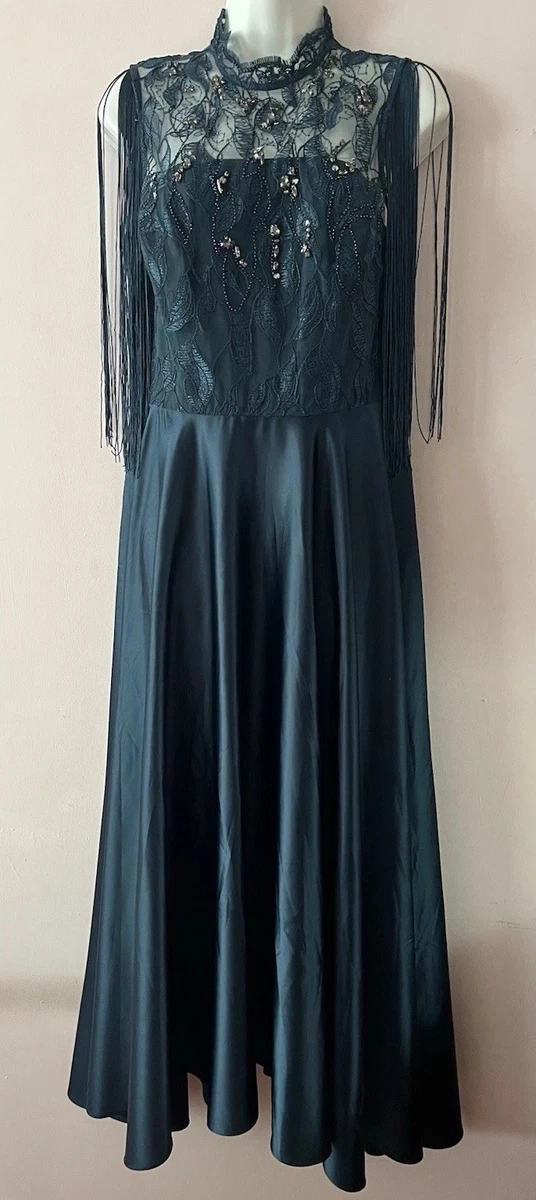 coast teal evening dress size 16 resale uk Terani Couture 261E6257 Long Formal Lace Evening Dress