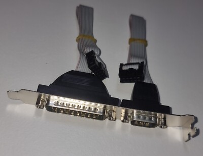 DB25 & DB9 Slotblech-Kabel   LPT Parallel + RS232 COM Seriell   25+9 Pin