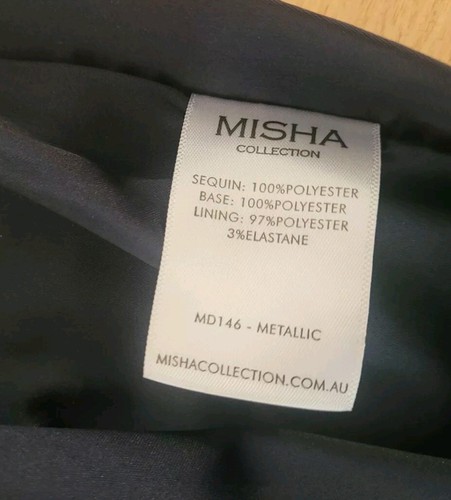 Misha Collection Navy Sequin Beaded One Shoulder Dress. Siz 6. Perfect Condition - Picture 9 of 10