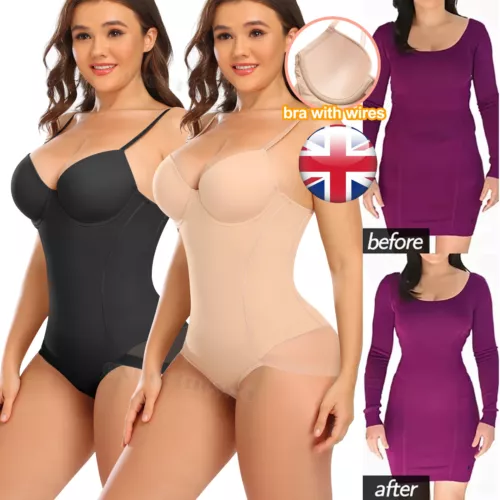 Women's Tummy Control Underwire Bra Bodysuits Body Shaper Leotards Top Jumpsuit - Picture 1 of 23